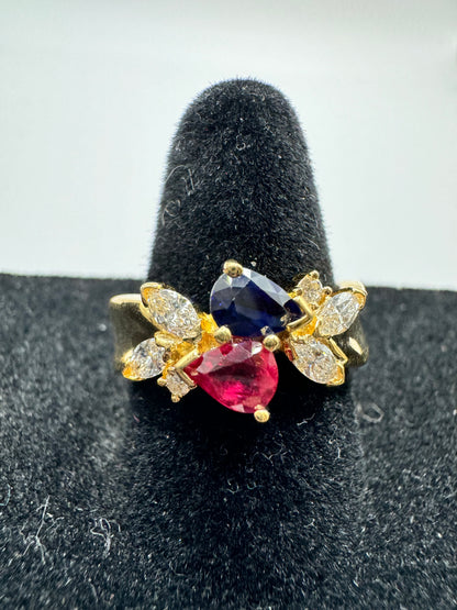 K18 Ruby and Sapphire ring